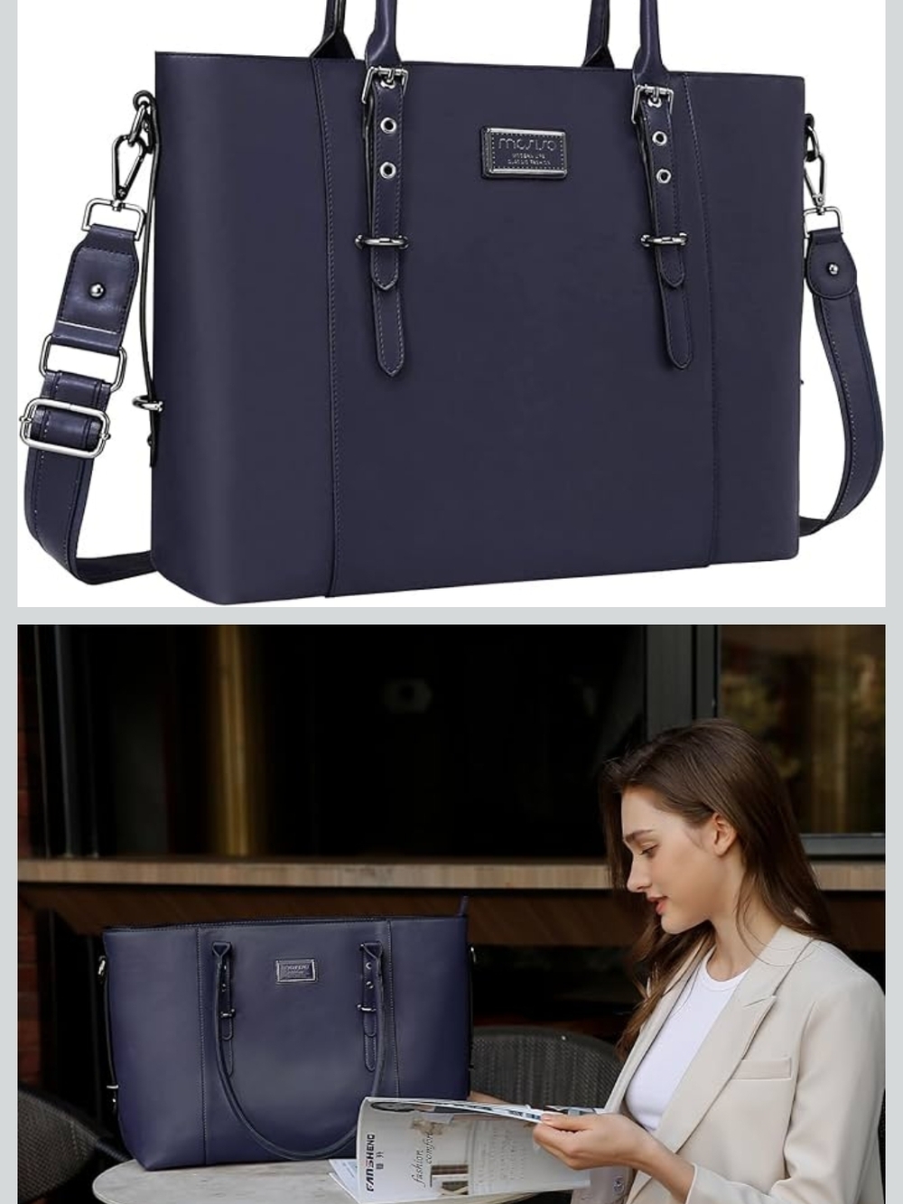 Stylish Navy Laptop Tote Bag